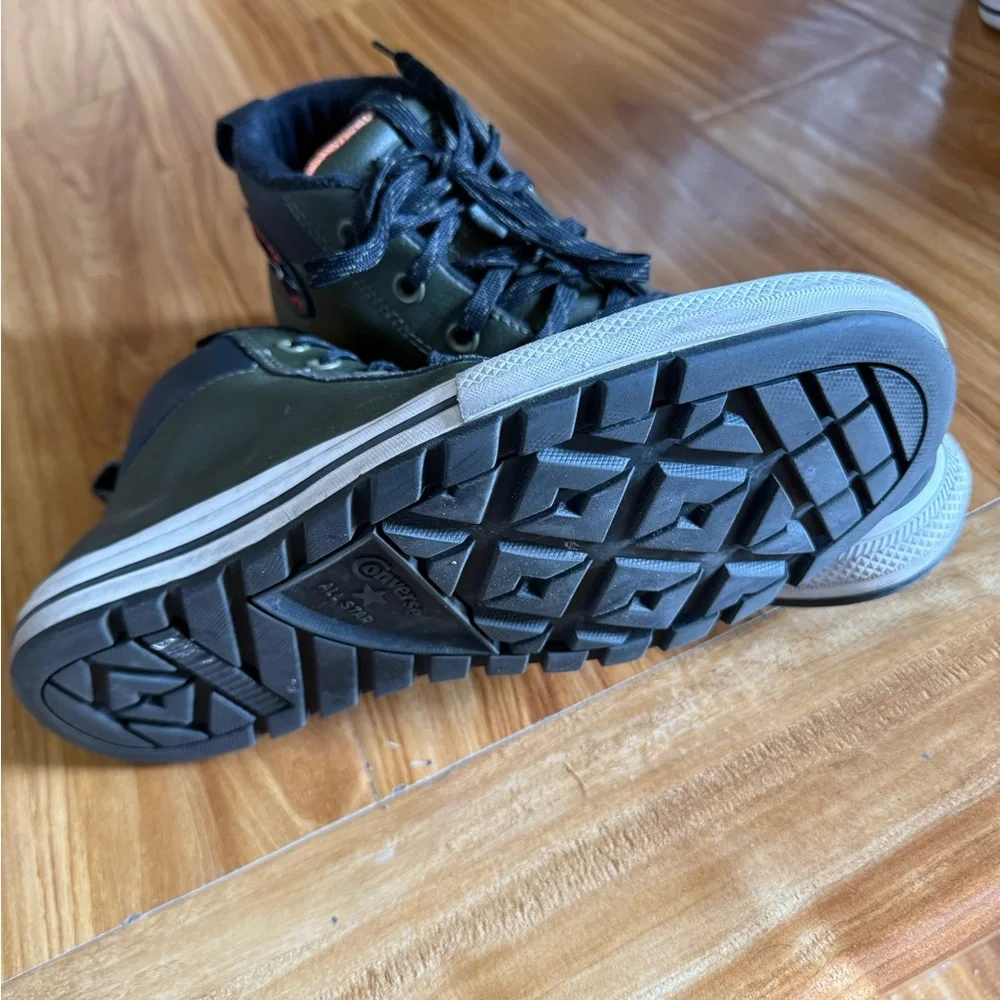 Leather Green High-Top Sneakers - Picture 3 of 4